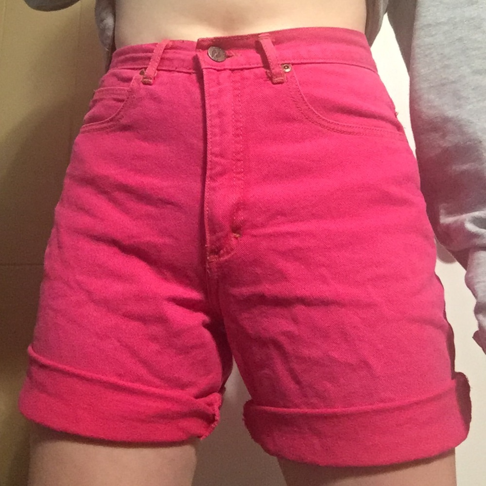 High Waist Classic Pink Denim Shorts main image 1